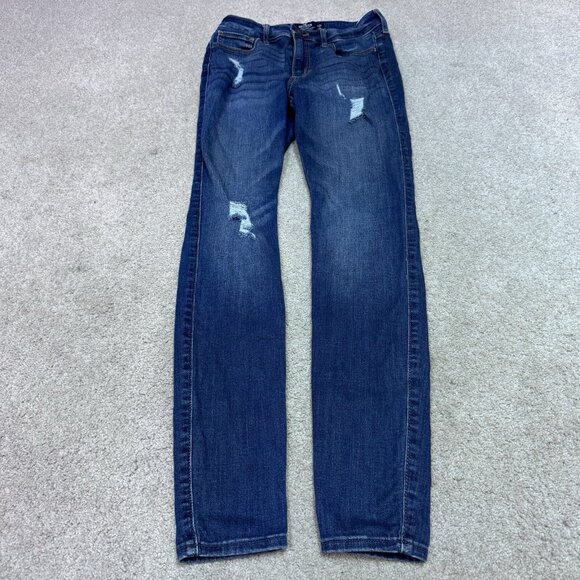 Hollister Jeans High Rise Super Skinny Blue Distressed Pockets Women’s Size 5 - Picture 5 of 12
